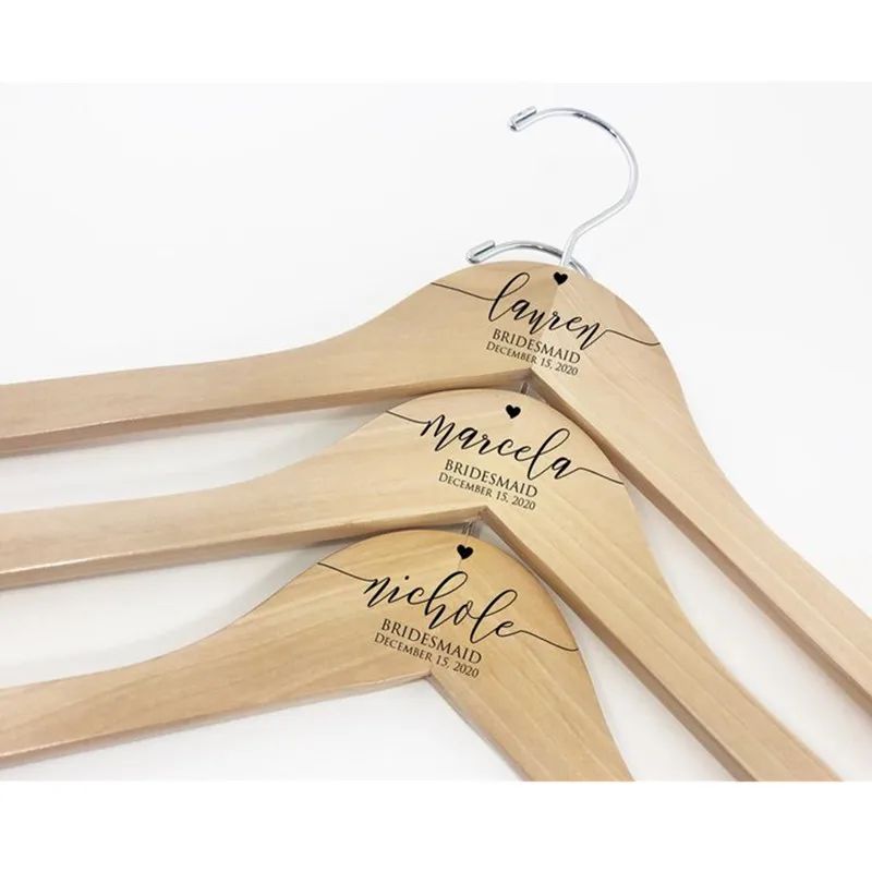 Personalised dress hanger engraved Wood wedding bridesmaid hangers groom coat hangers bridal