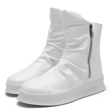 Мужские ботинки на платформе; мужские мотоциклетные ботинки на молнии в западном стиле; ботильоны с высоким верхом; сезон осень-зима