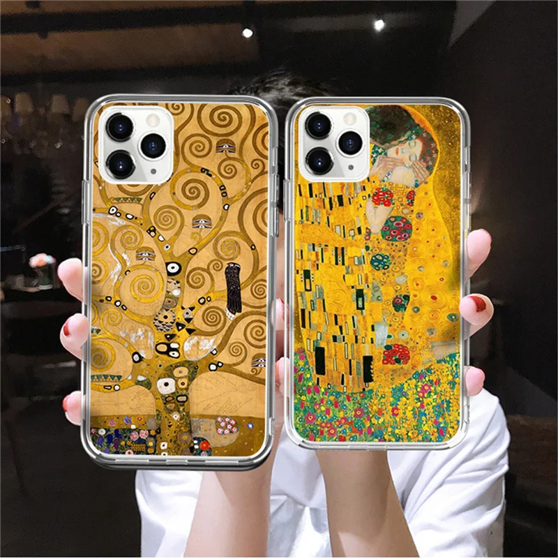 

Lovebay Artistic Oil Pattern Phone Case For iPhone 11 Pro Max X XR XS 6 6s 7 8 Plus Clear Gold Soft Protection Back Cover Fundas