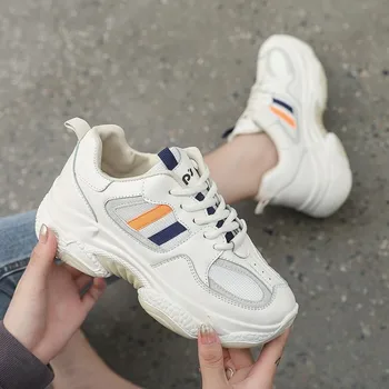 

2020 New Designer Sneakers Women Platform Casual Shoes Fashion Sneakers Platform Basket Femme Yellow Chunky Shoes E16-58