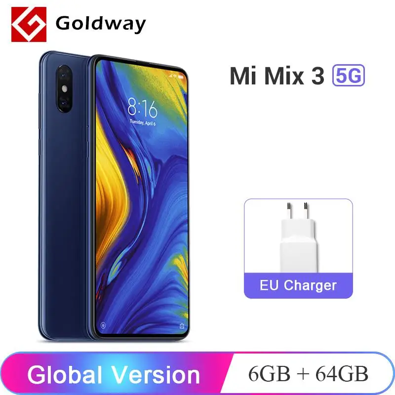 Глобальная версия мобильного телефона Xiaomi mi x 3 5G 6 Гб 64 Гб Восьмиядерный процессор Snapdragon 855 24 МП Двойная фронтальная камера 6,3" AMOLED дисплей