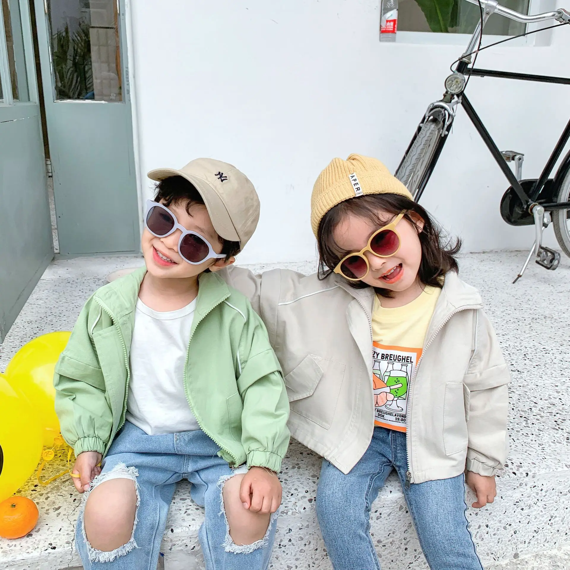 

CHILDREN'S Jacket 2020 New Style Spring Clothing Korean-style Men And Women Children Short Jacket Children Solid Color Long-slee