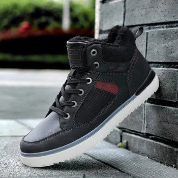 

Men Boots Winter with Fur keep Warm Snow Boots Men Winter Work Casual Shoes Sneakers High Top Rubber Ankle Boots