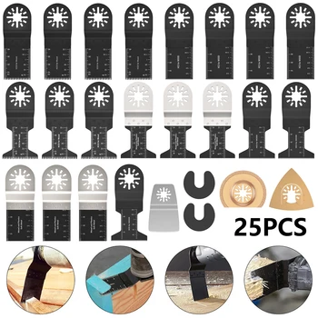 

25pcs Multitool Oscillating Saw Blade Wood Cutting Kit Bi-metal Precision Saw Blade for Renovator Power Cutting Multimaster Tool