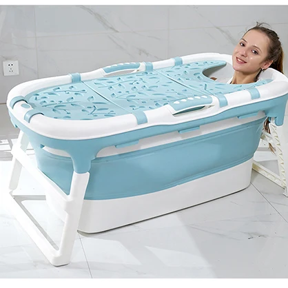 package2-blue Складная Ванна для взрослых, для двух детей, ведро для ванной, большая ванна для ванной, бытовая, для взрослых, многофункциональная устойчивая Нескользящая Ванна - Цвет: package2-blue