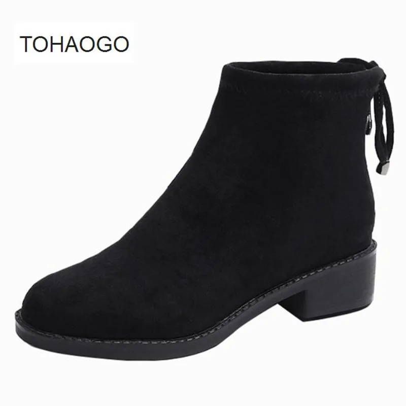 

2019 autumn winter new plus velvet Martin boots 34-42 big size short tube cotton shoes flat women's boots Fringed ankle boots