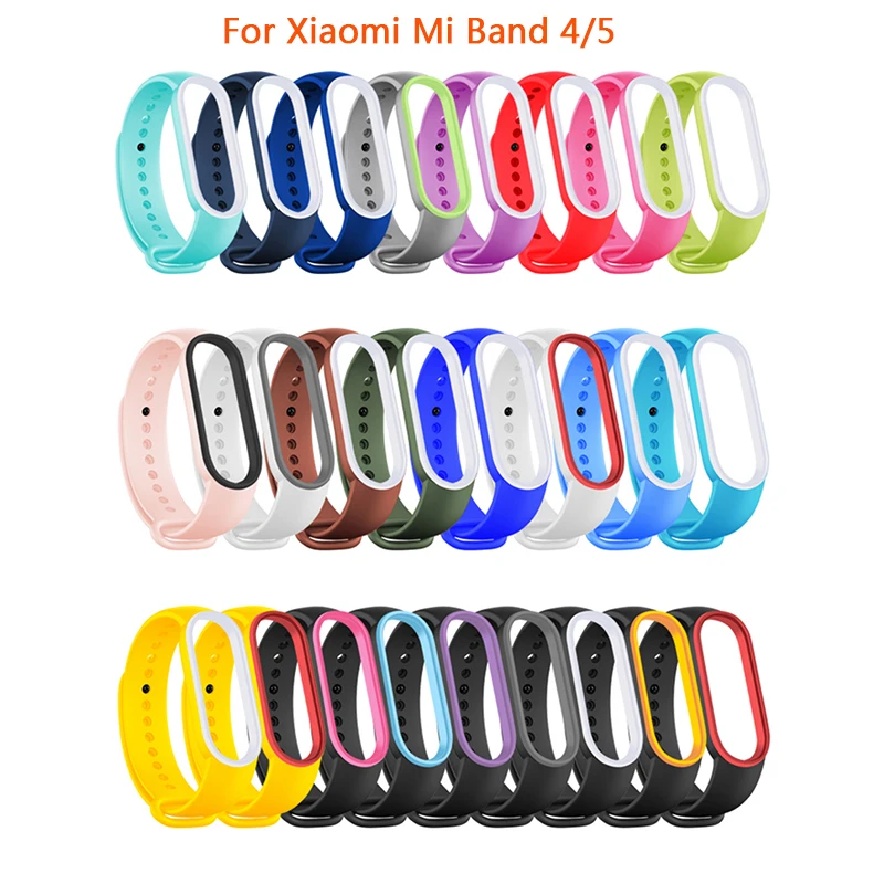 Силиконовый ремешок для часов Mi Band 5 4 из ТПУ браслета Xiaomi двухцветный сменный