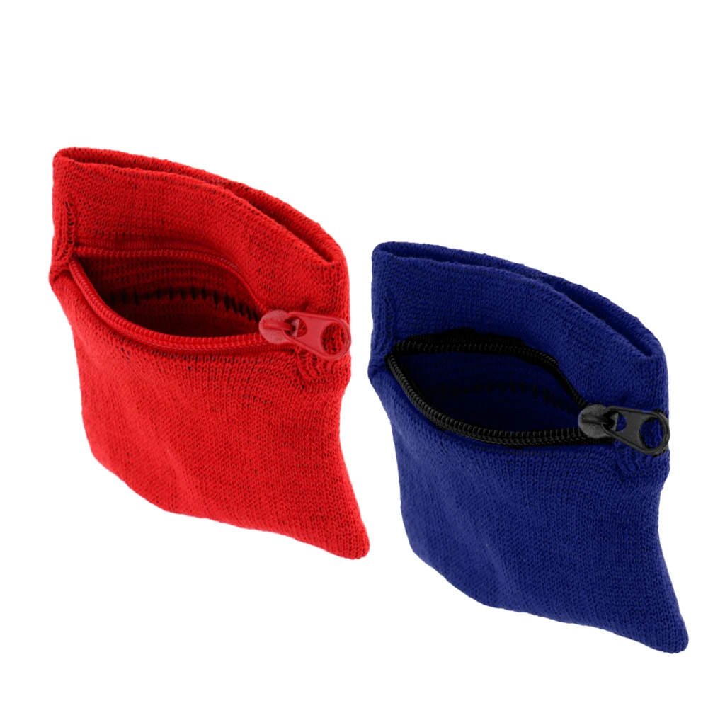 2Pcs / Pack Sports Wristbands With Zipper Wrist Wallet Sweatband Key Coin Money Pocket For Cycling Gym Running Fitness