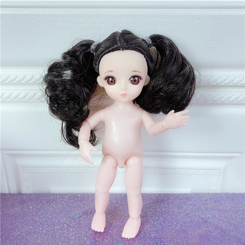 Bjd кукла, вьющиеся волосы, игрушки для девочек, 17 см., Обнаженная, для тела ребенка, 3D, реальный глаз, шарнир, подвижная, модная, Реборн, кукла, голова с телом
