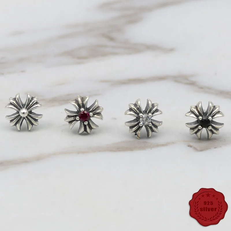 

S925 sterling silver Drop Earrings personalized fashion hip hop punk style cross shape lover gift 2018 new hot sale