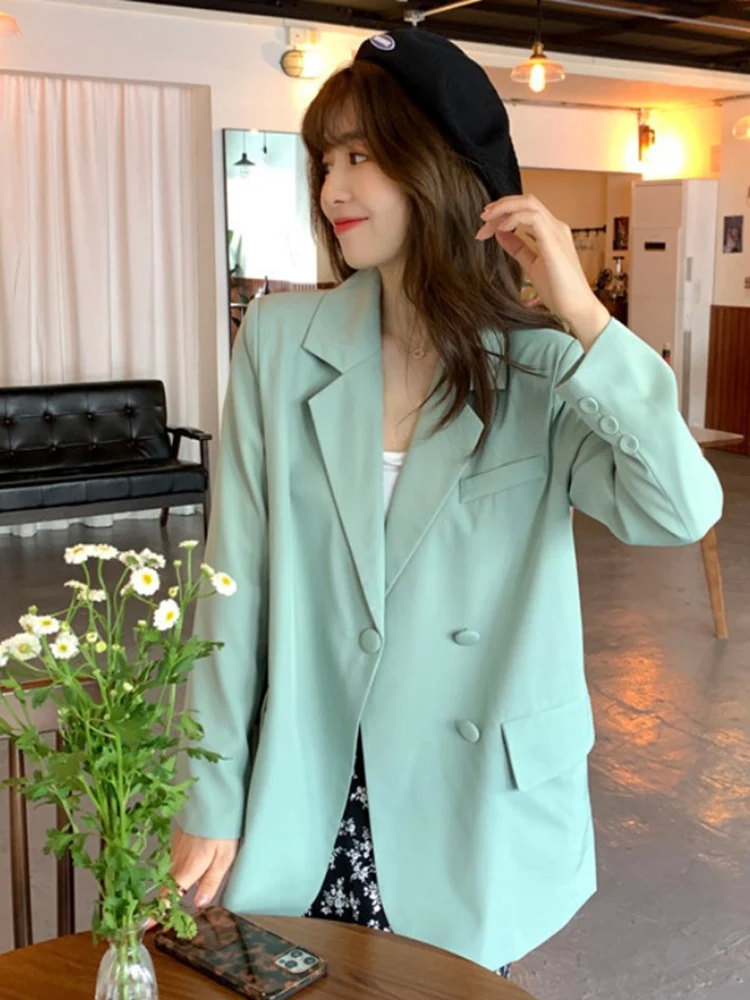 Blazer da donna elegante verde chiaro allentato nuova giacca da donna  autunno-inverno giacca a maniche lunghe Outwear blaser femme 2021 -  AliExpress