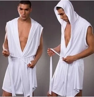 Банные халаты для мужчин оптом пеньюар мужской гей мужской сексуальный халат белый - Цвет: Белый