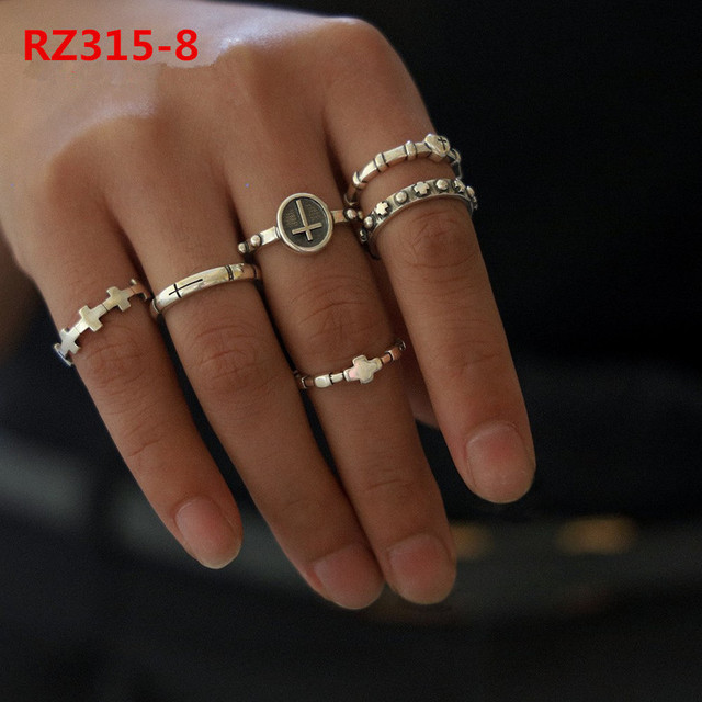 Gold Ring Set Teen Girls Matching Rings for Women Anillos Jewelry Sets Bague Femme Ringen Bohemian Heart Rings Woman