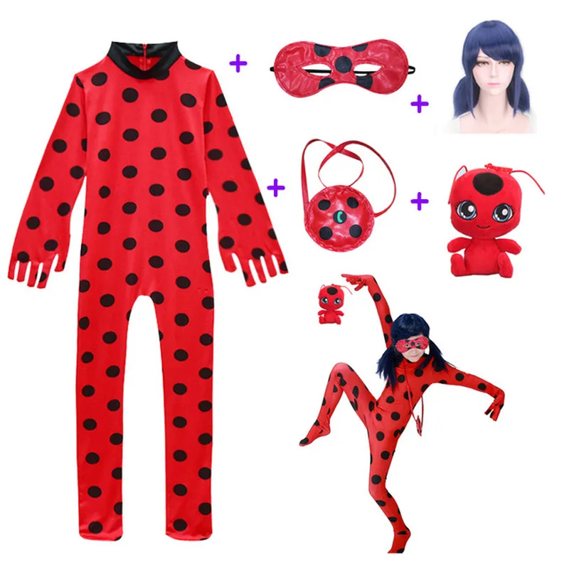 

Toddler Clothes Fancy Lady Bug Halloween Costumes Girls Children Spandex Ladybug Costumes for Kids Suit Wig Bag Girls Xmas Sets