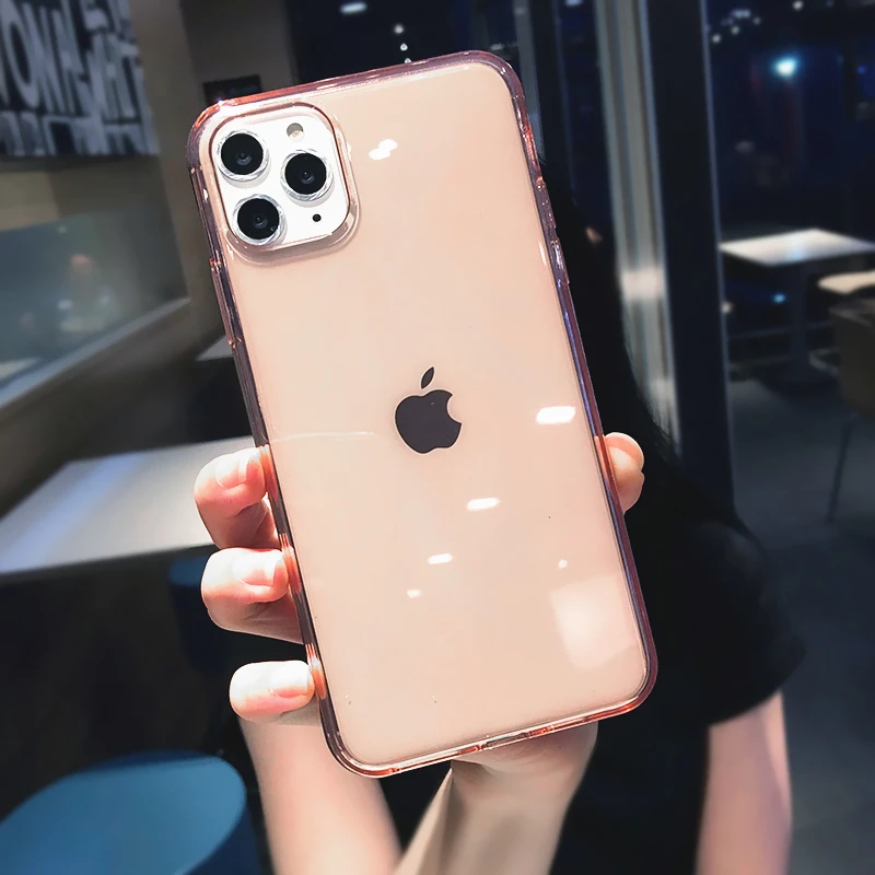 Прозрачный однотонный чехол карамельных цветов для iPhone 11Pro XS Max 6 6s 7 8 Plus X XR мягкая