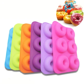 

Non-Stick 6-Cavity Silicone Donut Baking Tray Mold Baking Heat-Resistant Making Tool Reusable Kitchen Baking Mold