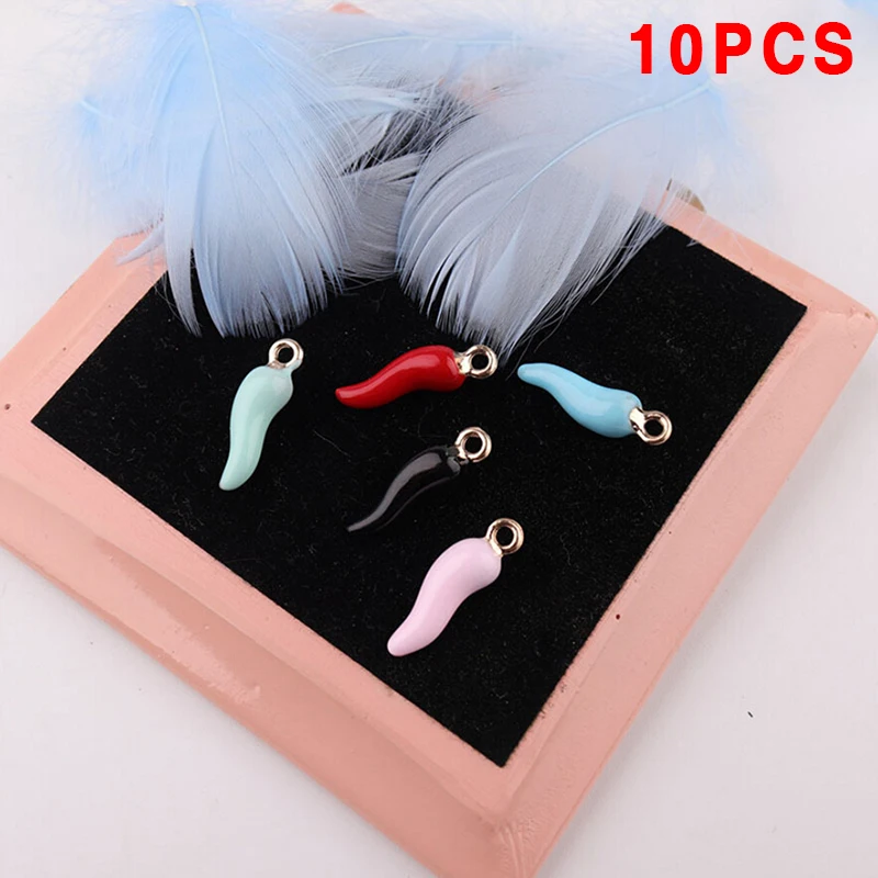 

10pcs/lot Red Chili Italian Horn Charm Stainless Steel Talisman Italian DIY Jewelry Lucky Pendant