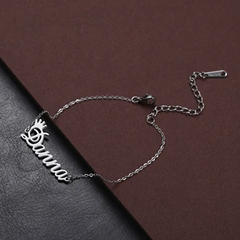 

Lucktune Crown Custom Name Bracelets For Women Girlfriend Stainless Steel Customized Unique Personalized Gift