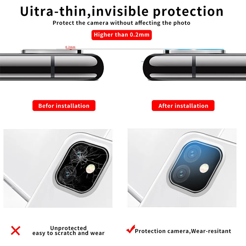 Для iPhone 11 3D полная задняя камера защита экрана объектива для iPhone 11 Pro Max Закаленное стекло пленка Алюминиевый металлический чехол для объектива