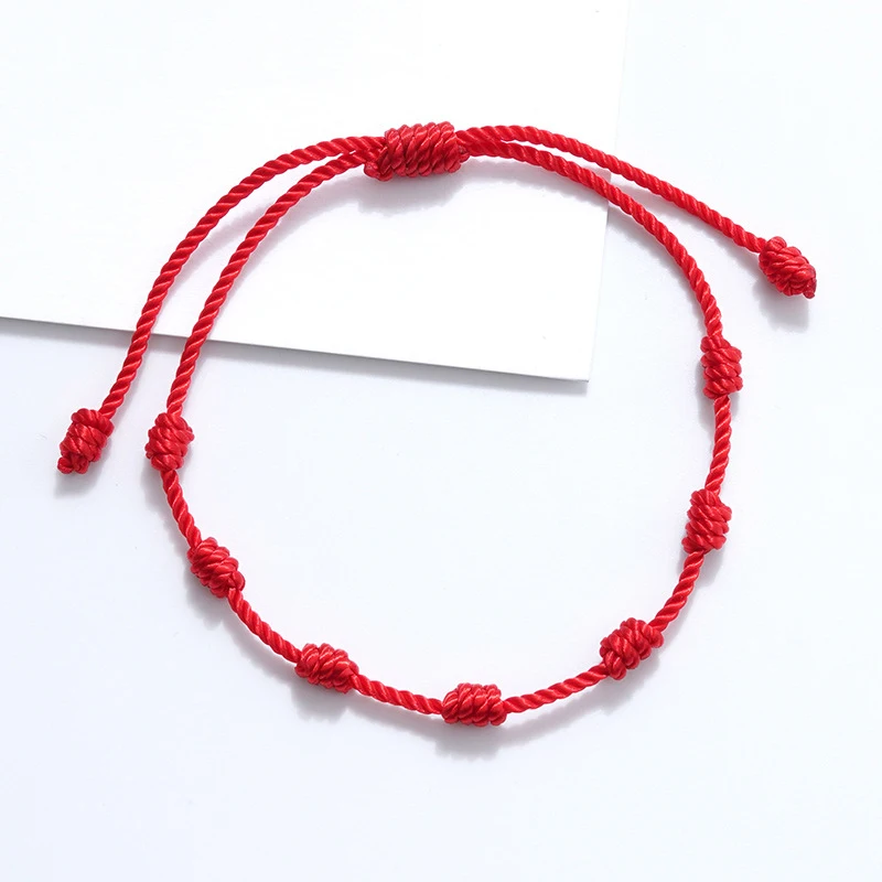Pulsera de cuerda roja hecha a mano de 7 nudos para protección, joyería de la buena suerte, pulseras y brazaletes de la suerte, regalos - AliExpress y accesorios