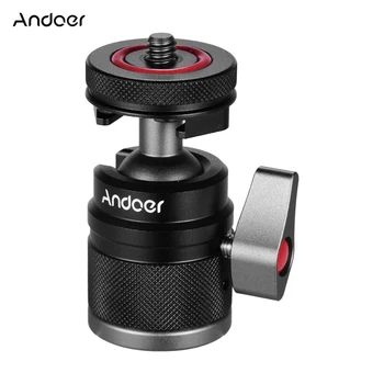 

Andoer 2 in 1 Mini Cold Shoe Ball Head Dual Use with 1/4 Screw Cold Shoe Mount 360 Swivel Aluminum Alloy for Camera Phone Holder