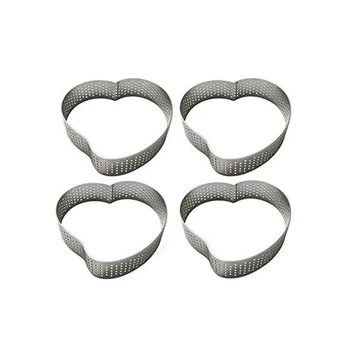 

Circular Stainless Steel Porous Tart Ring Bottom Tower Pie Cake Mould Baking Tools (Heart Stainless Steel Fittings Tart Ring)