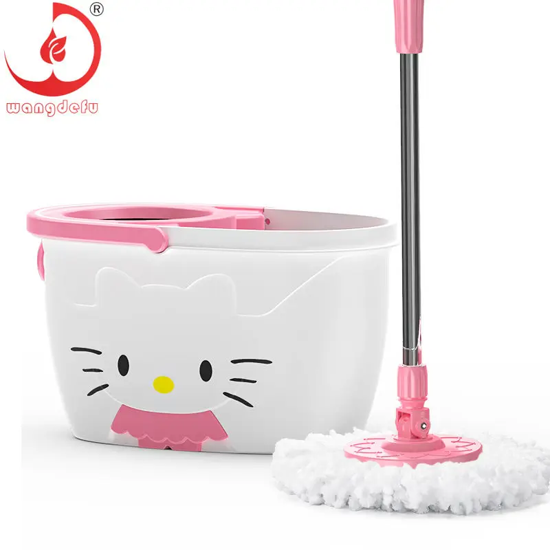 TAKARA TOMY Hello Kitty Home Rotating Mop Mop Bucket Free Foot Step on Magic Mop Free Hand Washing Lazy Mop mop bucket rotating double drive hand free washing household bucket mop