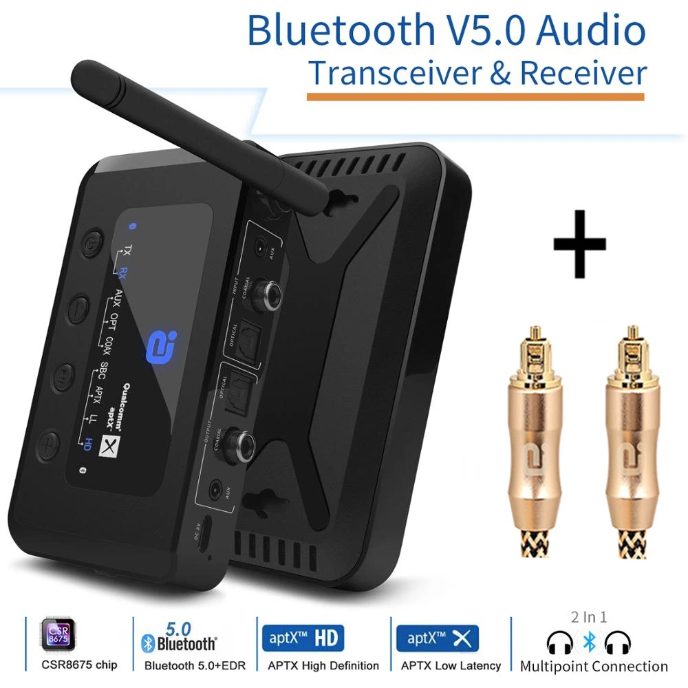 

MR265 Bluetooth 5.0 HD Audio receiver transmitter aptX LL /HD 2-In-1 Audio Receiver Adapter for TV/Speakers/PC Optical Coaxial