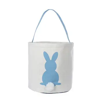 

Easter Egg Rabbit Bunny Tail Basket Canvas Carrying Bag Tote Bucket Holiday Celebration Party Decoration D08D