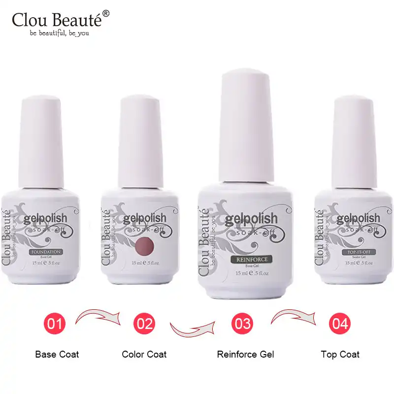 Базовое и верхнее покрытие Clou Beaute для ногтей 15 мл укрепляющие гель лаки маникюра