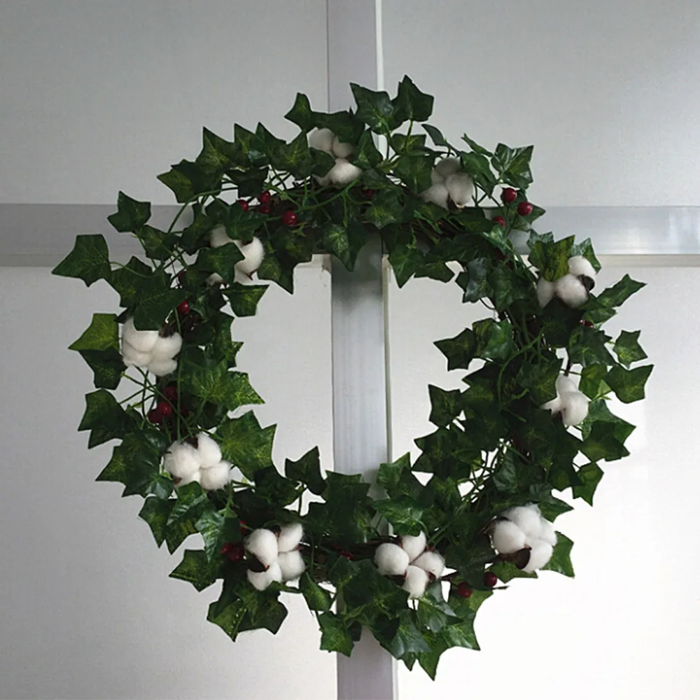 Christmas Wreath Door Decor Artificial Foam Berry Wreath With Natural Pine Cone Pendant Wall Decor Wreath Fake Flower Garland