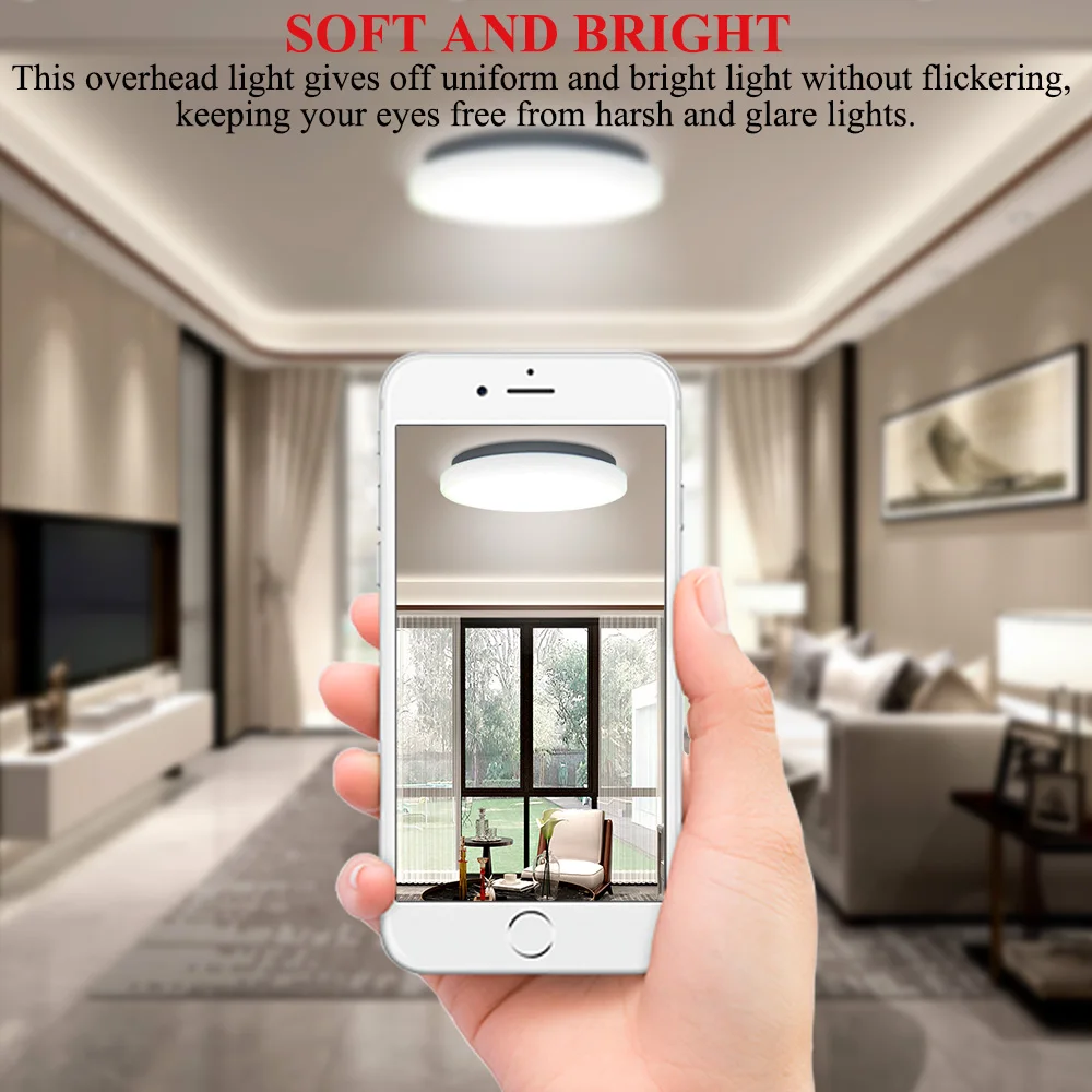 LED Ceiling Light With Motion Sensor 12W 220V Round / Round Bottom LED Ceiling Light For Entrance Balcony Corridor