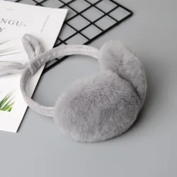 Winter Women's Fashion Real Rabbit Fur Warm Earbags Solid Color Wear-Resistant Cold-Proof Thickened Multifunctional Earmuffs