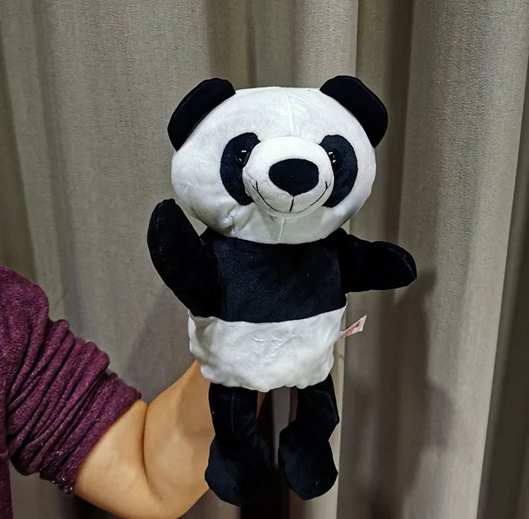 30cm Legged Animal Hand Puppet Plush Toys Wolf Lion Panda Raccoon Hand Puppets Educational Story Doll Toy for Children Kid