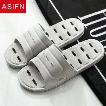 

ASIFN Men Slippers Slides Summer Bathroom Slipper Women Hollow Simple Indoor Non-slip Zapatos De Hombre Sandals Flip Flops