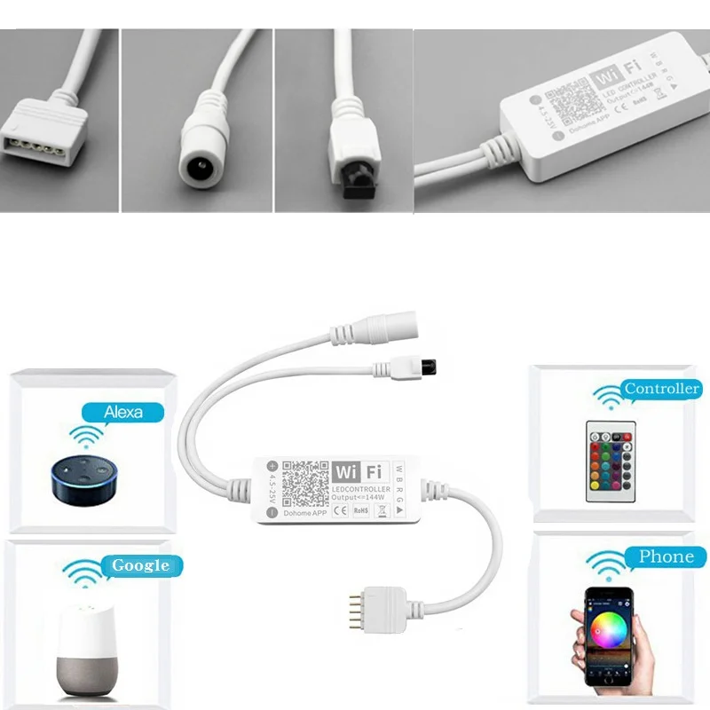 DC5-25V 144 Вт 5Pin Светодиодная лента светильник управление Лер Dohome приложение WiFi RGBW Голосовое управление работа с Alexa Google Assistant