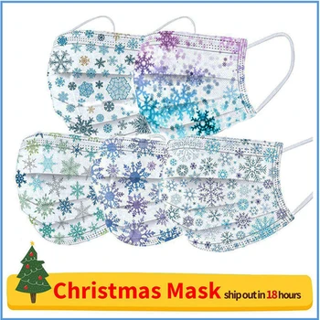 

Snowflake Disposable Mask Christmas Surgical Face Mask Anti-Dust Non-woven Ear Loop Breathable Face Mask Earhook Fast Delivery