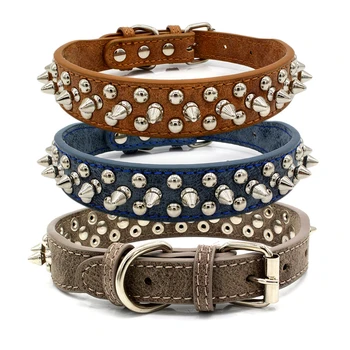 

Spiked Studded Small Large Dog Collar Rivet Accessory Hond Neck Strap For Puppy Necklace Leather PU Pitbull Bulldog Pet Supplies