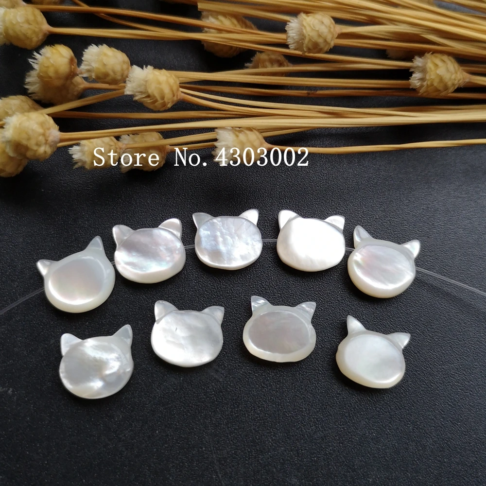 

50pcs/lot 10mm Natural Cat Head Mother of Pearl shell for DIY Jewelry Natural Cat MOP Pearl shell Beads