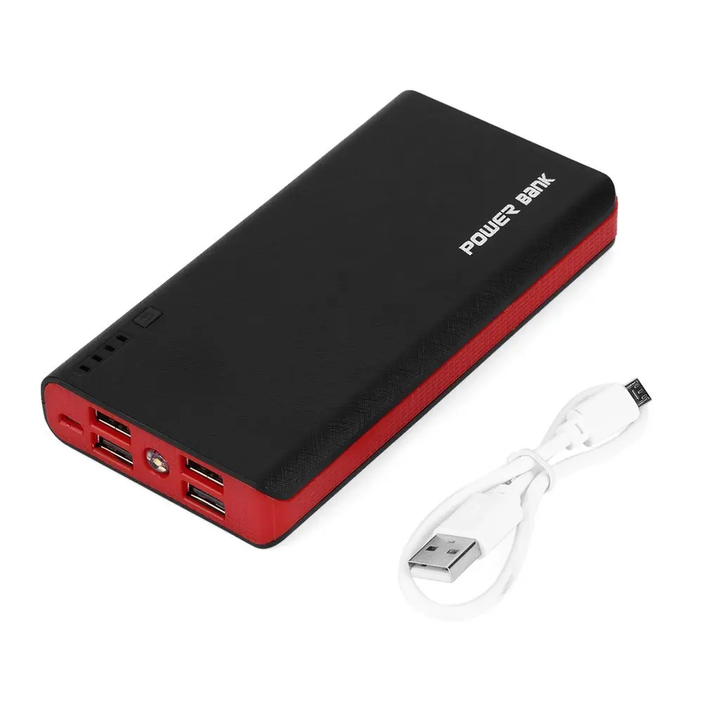 

Universal 9000mA Four-USB Ports Power Bank 18650 Li-ion Battery Backup Power for Phones With Emergency LED Light
