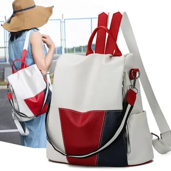 

2019 new shoulder bag ladies backpack soft leather waterproof European and American fashion multi-purpose travel bag