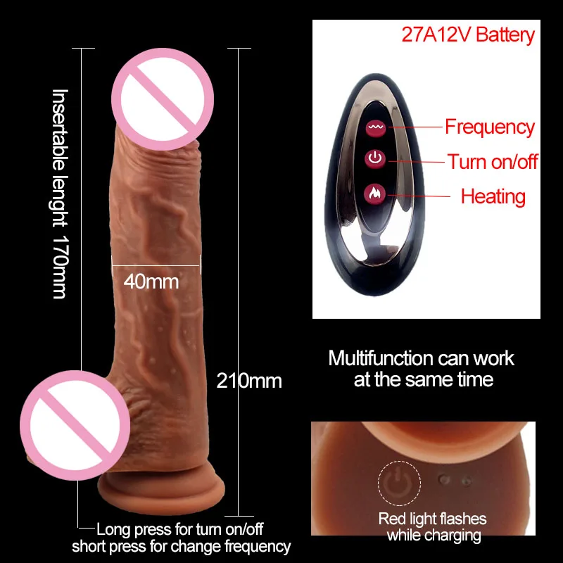 Big Dildo Vibrator Huge Automatic Telescopic Heating Penis Suction Cup Dildo Realistic Dildos for Women Sex Toys for Adult