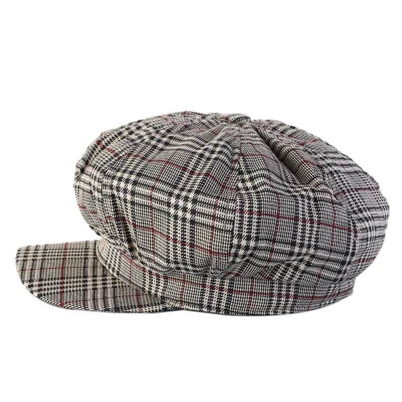 British Retro Lattice Octagonal Cap Painter Hat Bucket Hats Men Women Hunting Fishing Outdoor Cap Fisherman Climbing Hat
