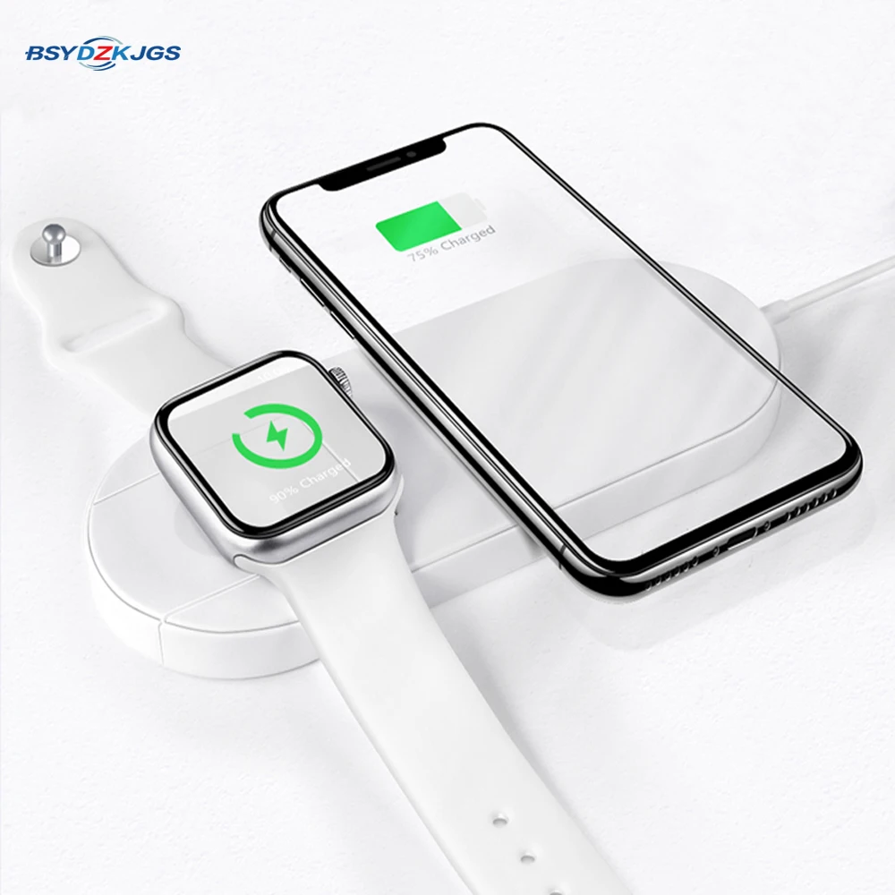 

BSYDZKJGS Portable 2 in 1 Qi Wireless Charger Docking Station Watch Charger Fast Charging Pad For Apple Watch 2/3/4 iPhone X Xs