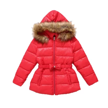 

2017 Winter Simple Style Children Girls Warm Hooded Cotton-padded Clothes Pure Color Coat