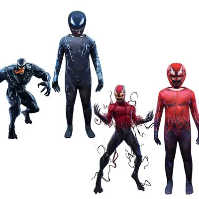 Красный черный костюм Веном для косплея Zentai модель карниза с 3D принтом Взрослый