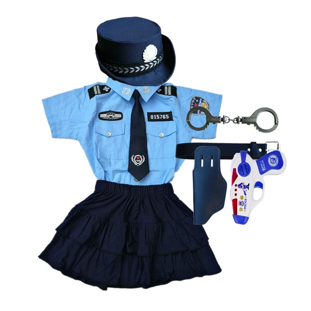 COSTUME POLIZIOTTO CON PISTOLA CARNEVALE VESTITO BAMBINO BAMBINA POLIZIA  UNISEX