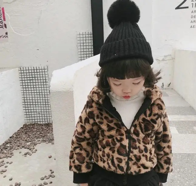 Детское пальто с капюшоном из искусственного меха, коллекция 2019 года, новая зимняя верхняя одежда с леопардовым принтом, теплое пальто с
