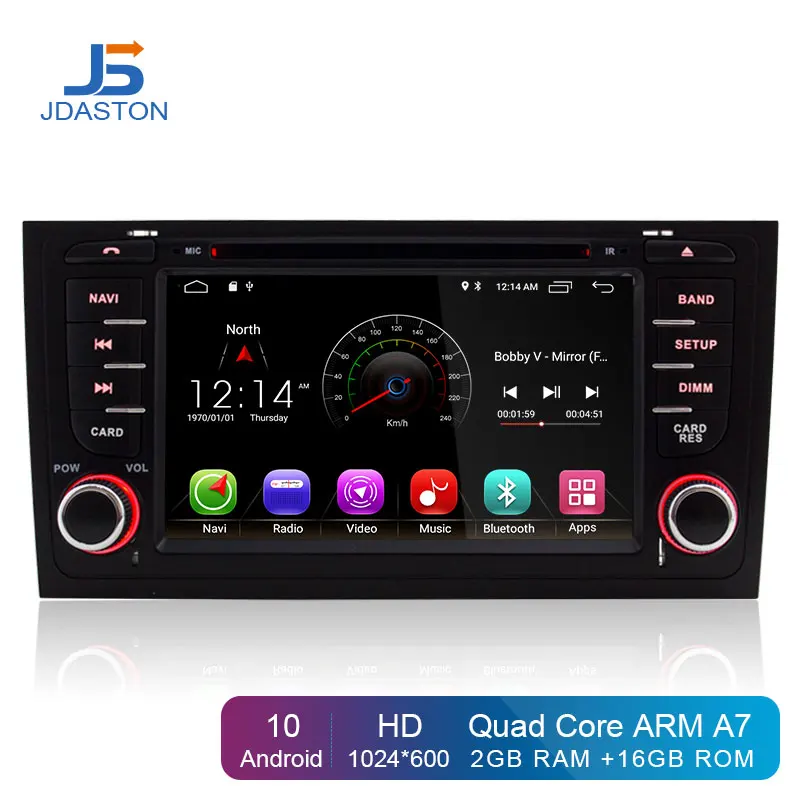 Автомобильный DVD плеер JDASTON Android 10 0 для AUDI A6 S6 RS6 97 2004 Wi Fi мультимедиа GPS навигация 2