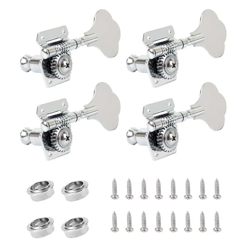 4Pcs Guitar Tuning Pegs Electric Bass Tuner Peg Open Gear Machine Heads for Fender Jazz Silver | Спорт и развлечения